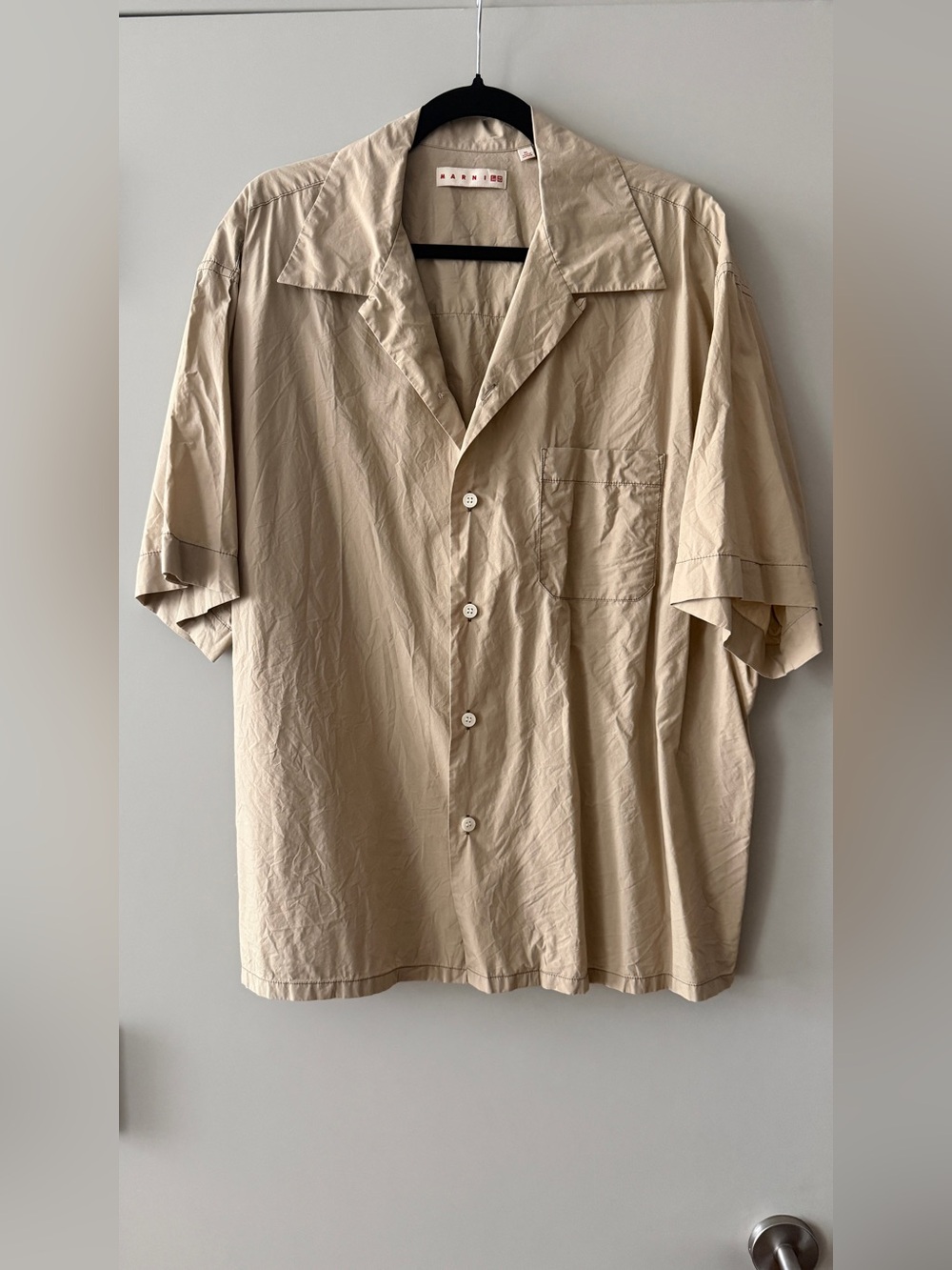 Marni Beige Short-Sleeve Camp-Collar Button-Down Shirt